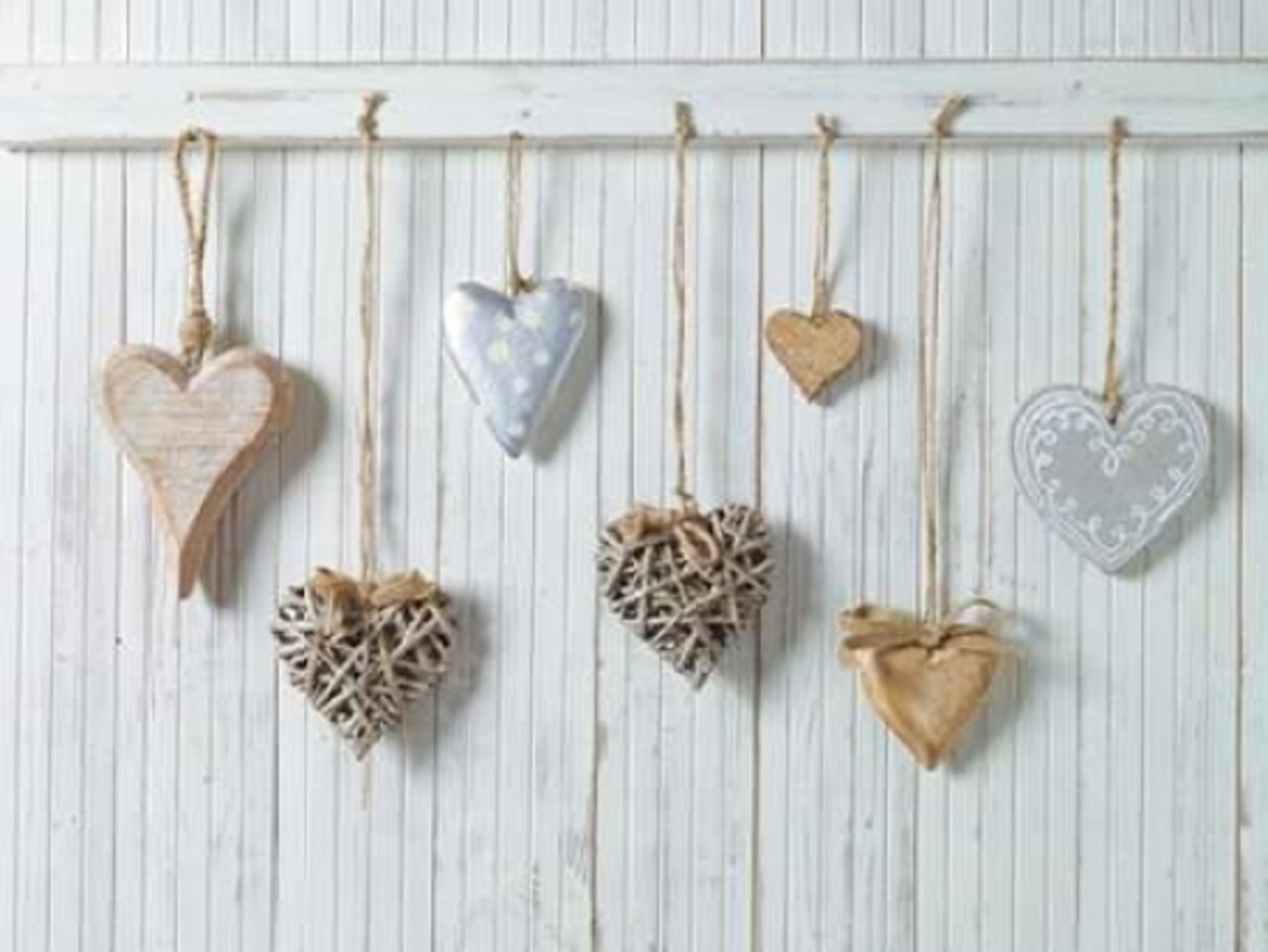 Hearts hanging on wooden background Poster Print by Assaf Frank - Item # VARPDXAF20141122022